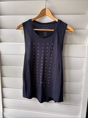 Navy Sleeveless Tank with Pink Graphic